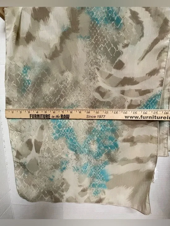 CHICO'S Aqua Taupe Multi Sultry Zebra Oblong Scarf (72" x 17") - Picture 5 of 6